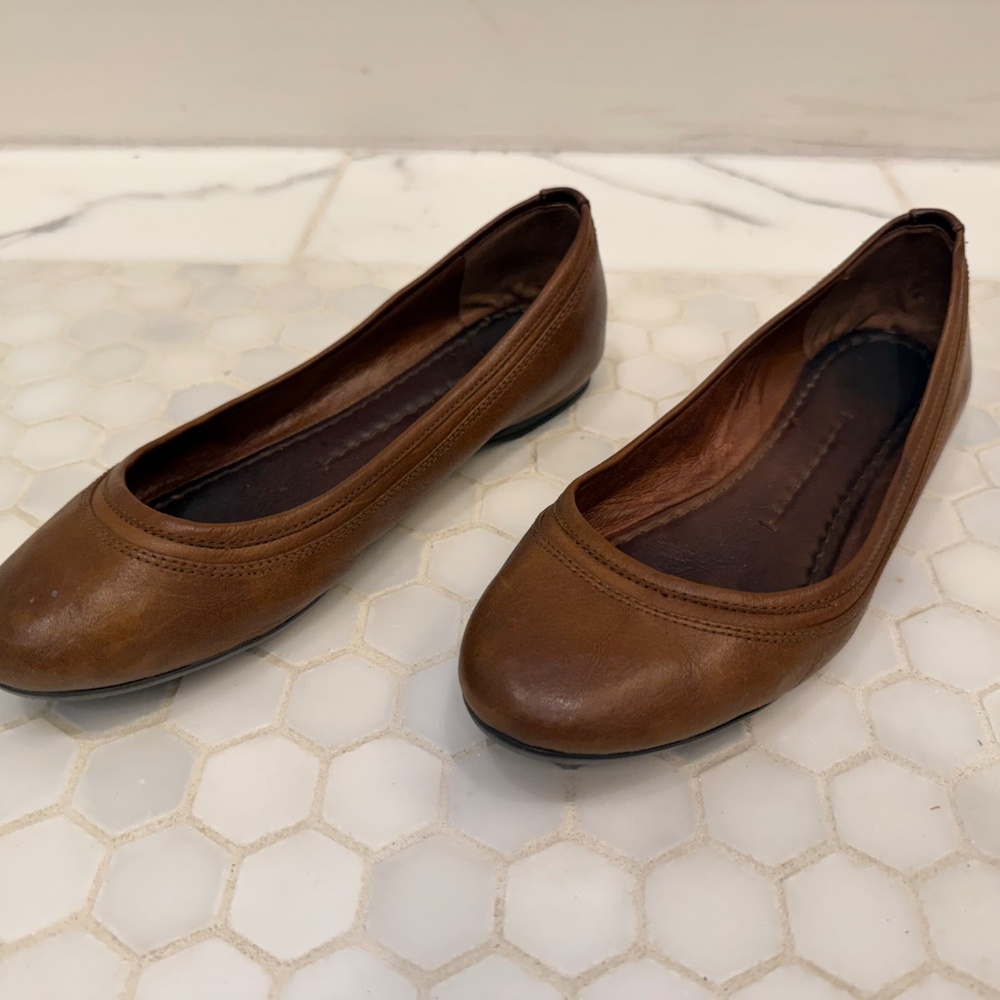 Frye burnished leather ballet flats